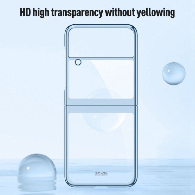 Folio-fodral Skal Samsung Galaxy Z Flip 4 Läderfodral Transparent Kontur Metallic