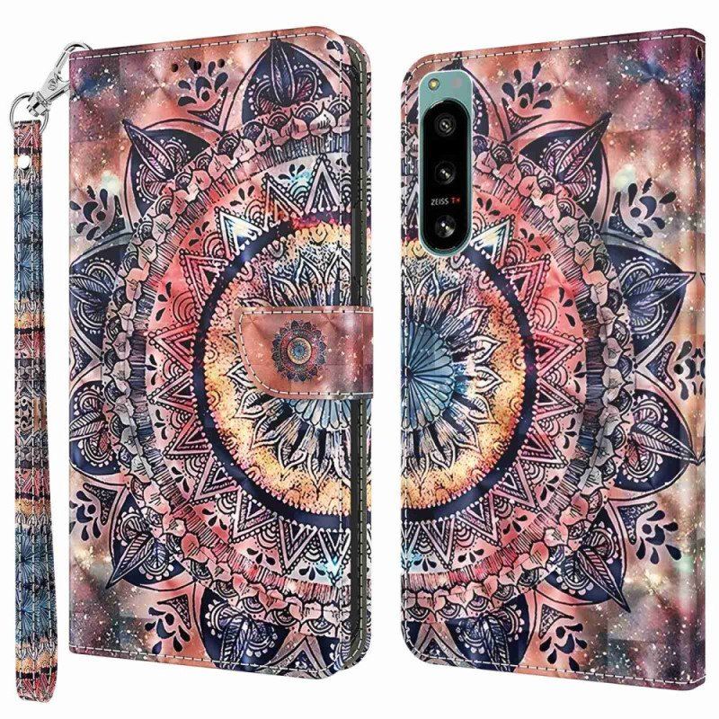 Folio-fodral Sony Xperia 5 IV Med Kedjar Färgglad Strappy Mandala