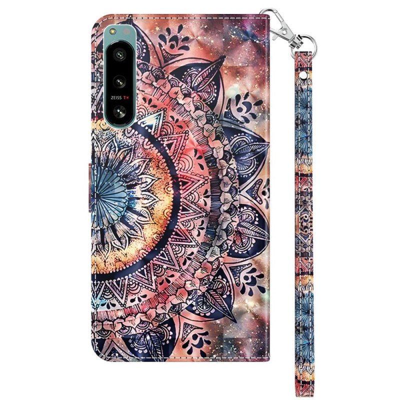 Folio-fodral Sony Xperia 5 IV Med Kedjar Färgglad Strappy Mandala