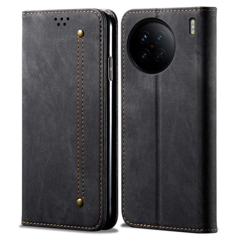 Folio-fodral Vivo X90 Pro Läderfodral Denim Tyg