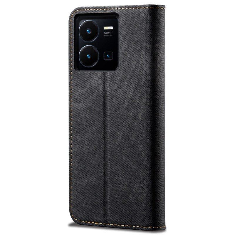 Folio-fodral Vivo Y22s Läderfodral Denim Tyg