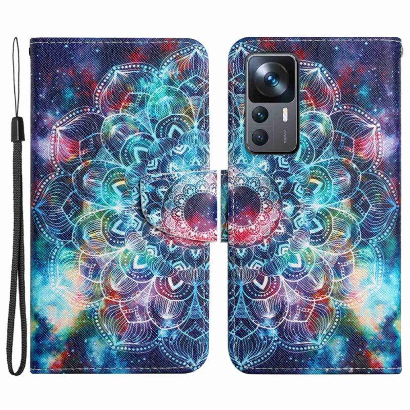 Folio-fodral Xiaomi 12T / 12T Pro Med Kedjar Flashig Strappy Mandala