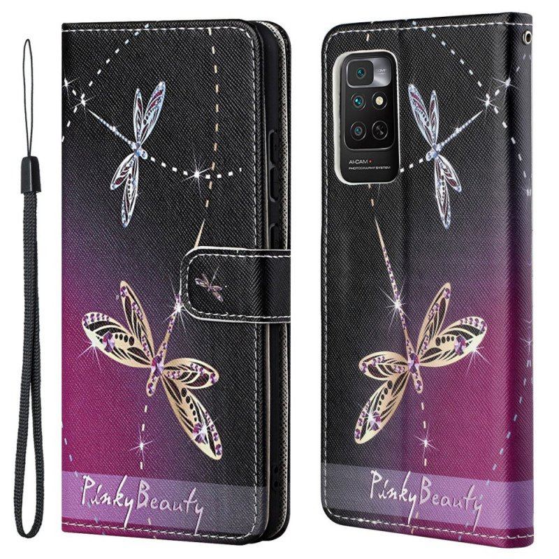 Folio-fodral Xiaomi Redmi Note 11 / 11S Med Kedjar Strappy Dragonflies