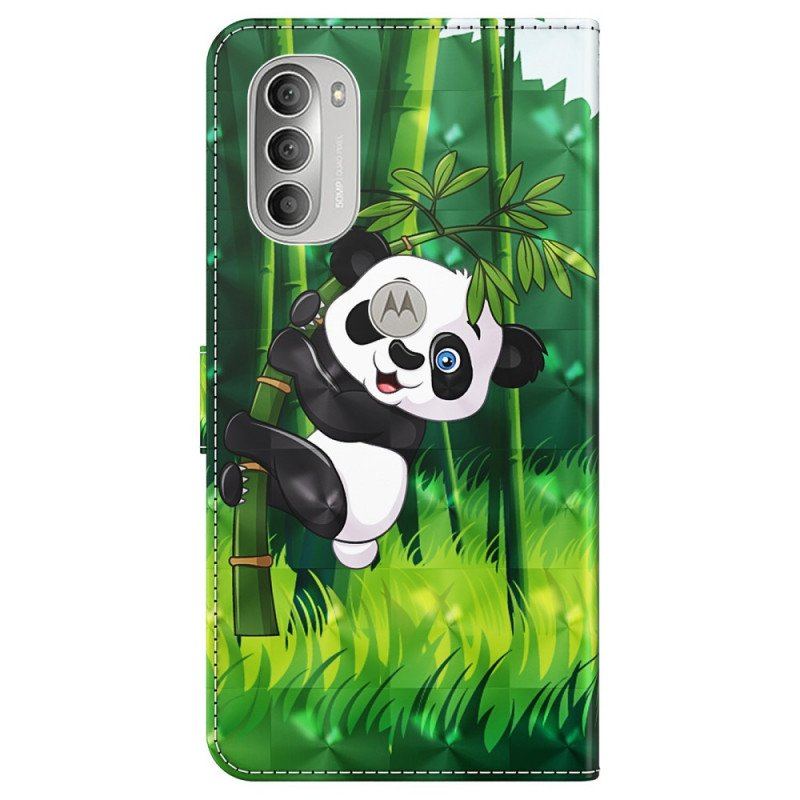 Läderfodral Moto G51 5G Panda Och Bambu