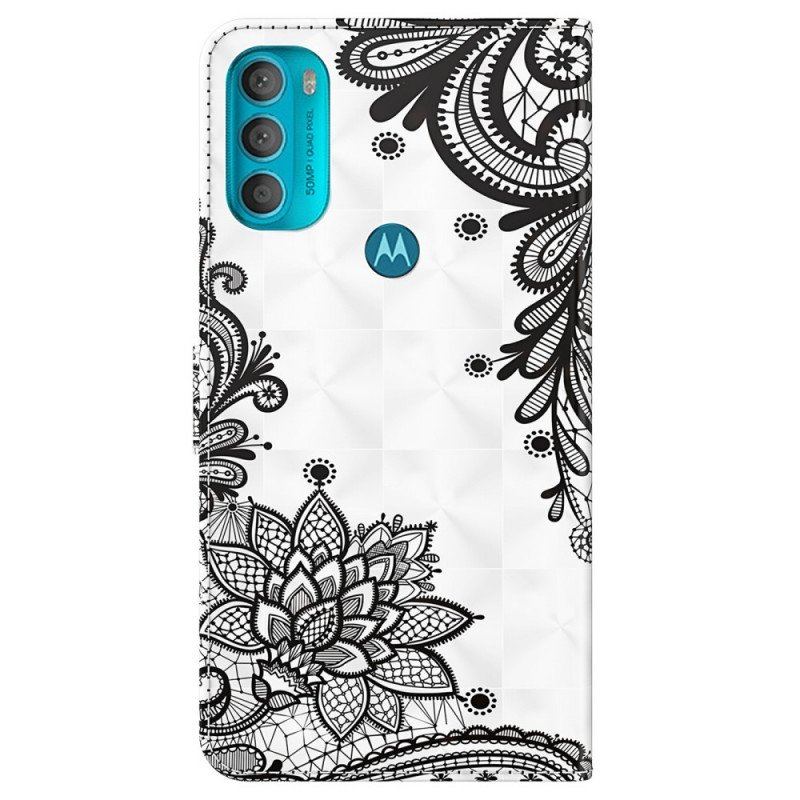 Läderfodral Moto G71 5G Chic Spets