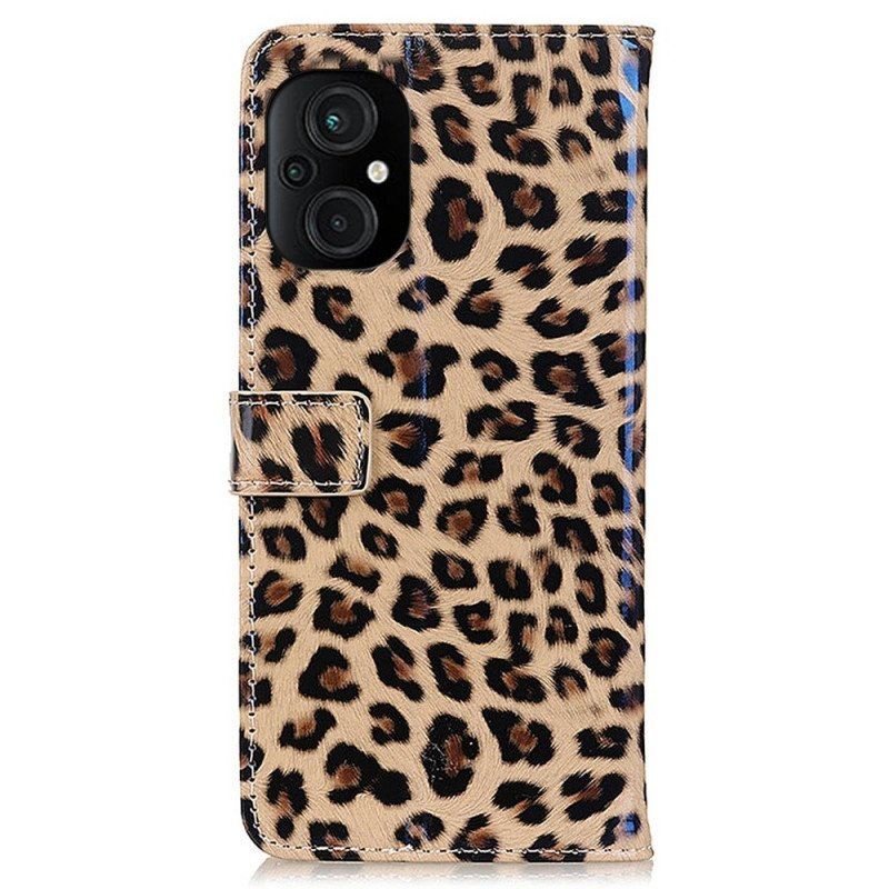 Läderfodral Poco M5 Leopard Hudstil