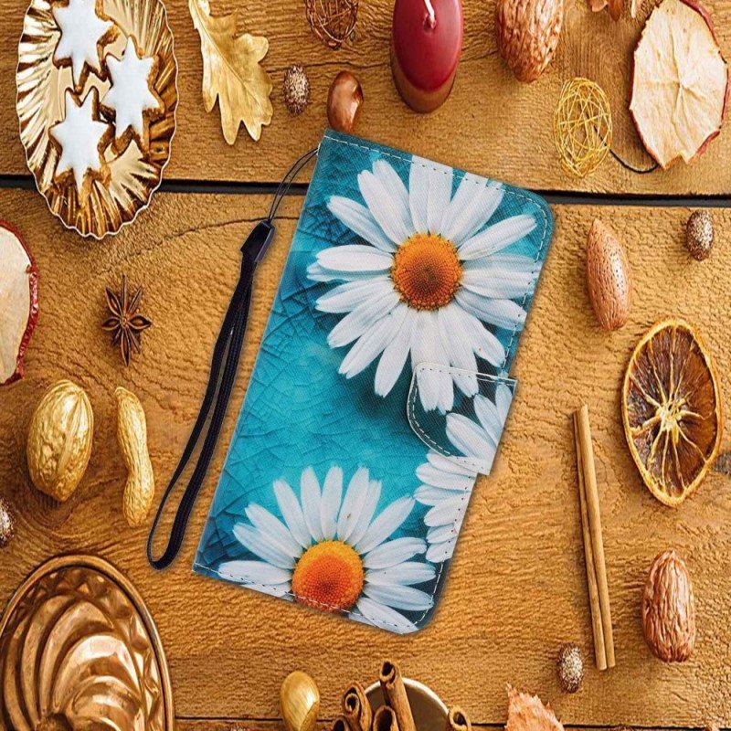 Läderfodral Samsung Galaxy A13 Med Kedjar Thong Daisies