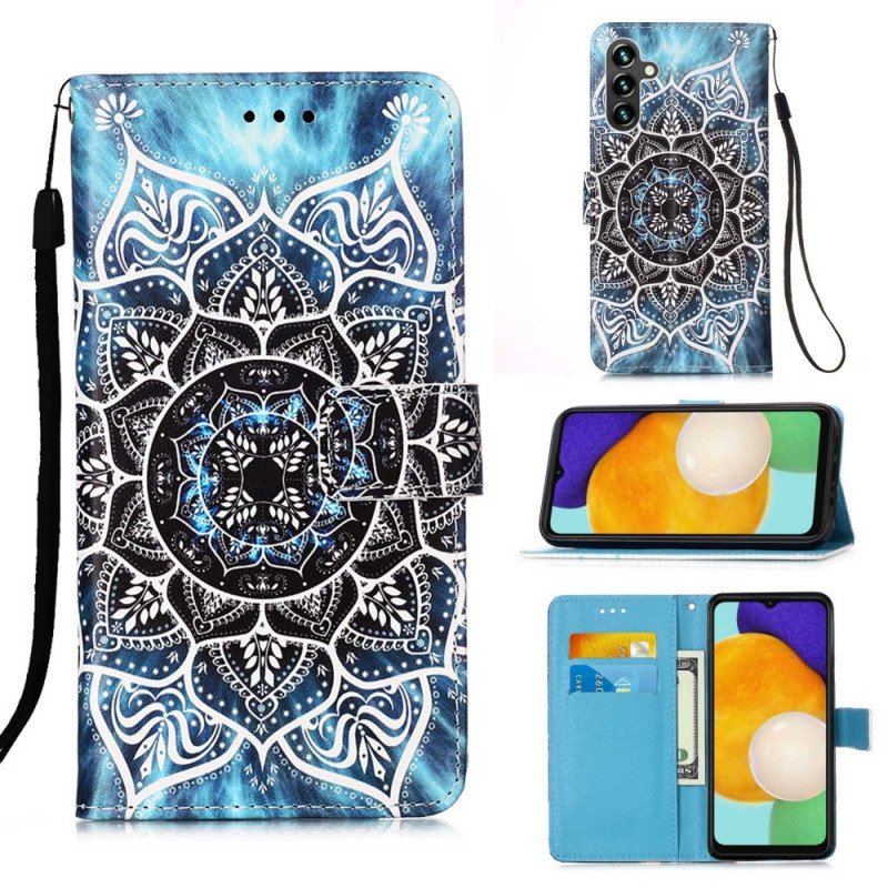 Läderfodral Samsung Galaxy A54 5G Med Kedjar Strappy Mandala