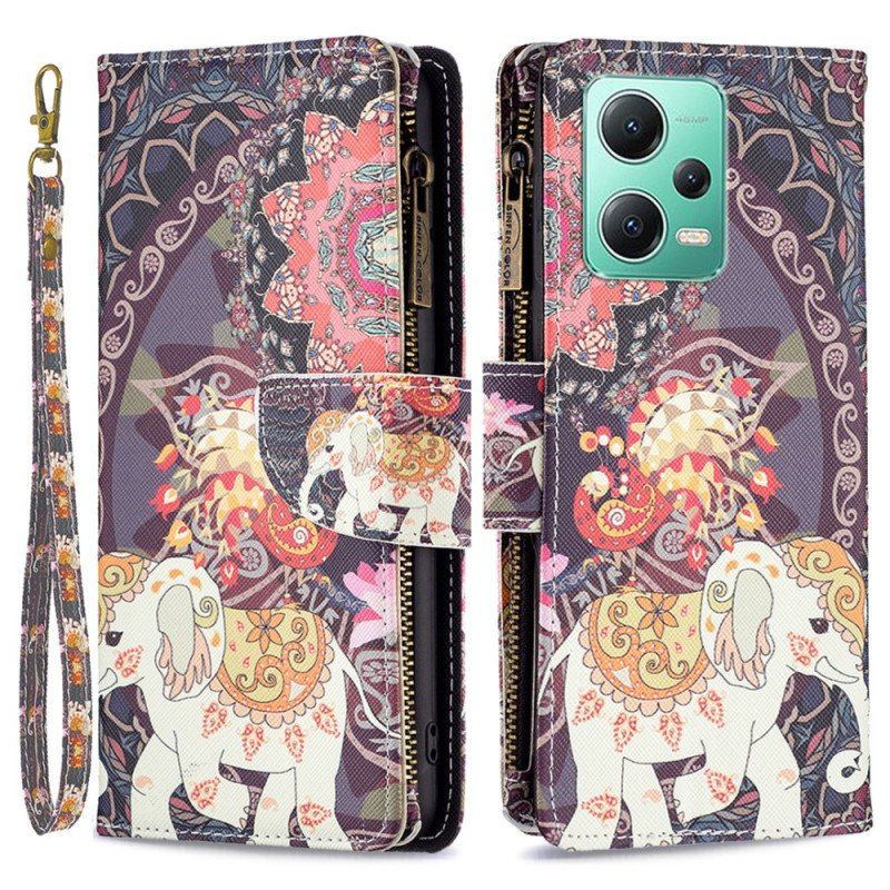 Läderfodral Xiaomi Redmi Note 12 5G Elephant Zip-ficka