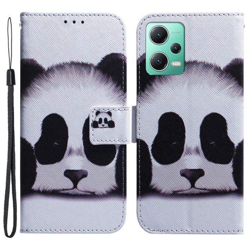 Läderfodral Xiaomi Redmi Note 12 5G Med Kedjar Strappy Panda