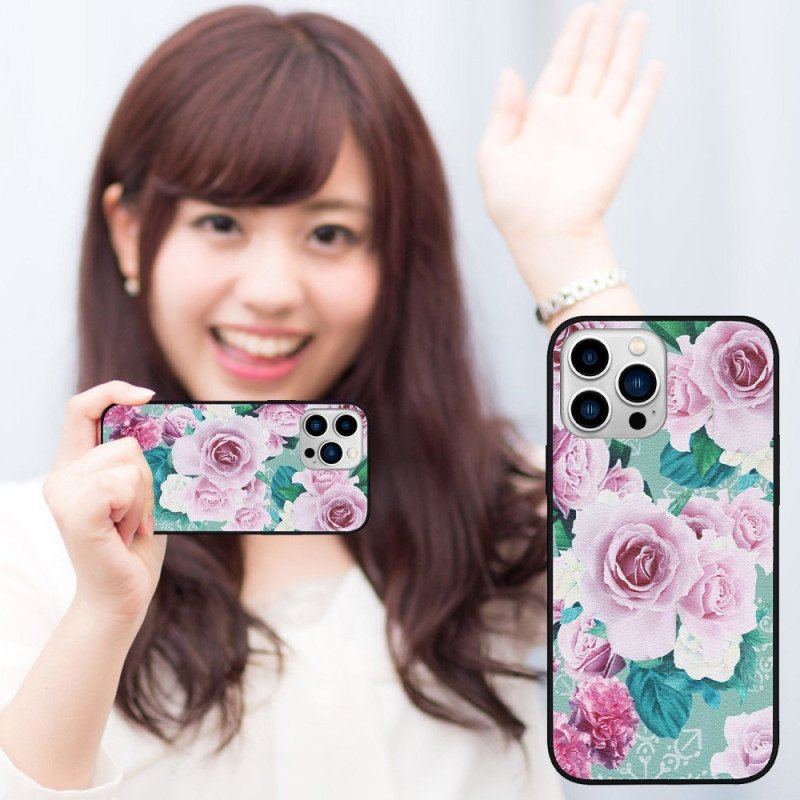 Mobilskal iPhone 14 Pro Blommigt Konstläder