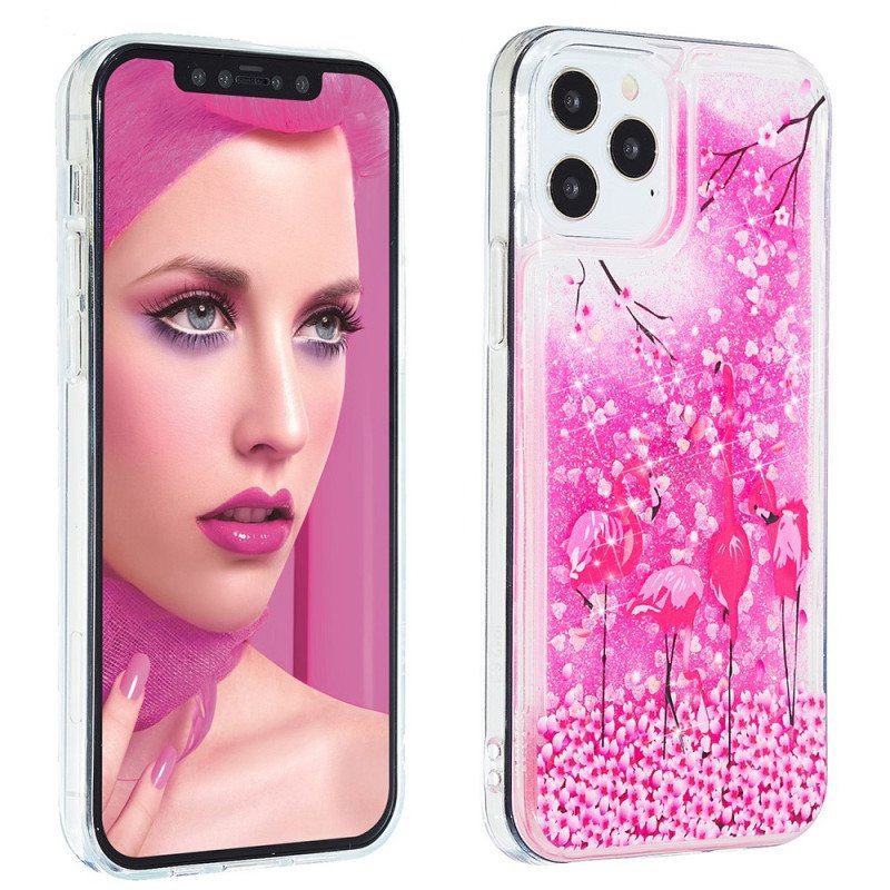 Mobilskal iPhone 15 Pro Flamingo Glitter