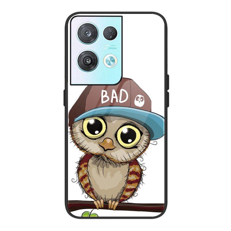 Mobilskal Oppo Reno 8 Bad Owl Härdat Glas