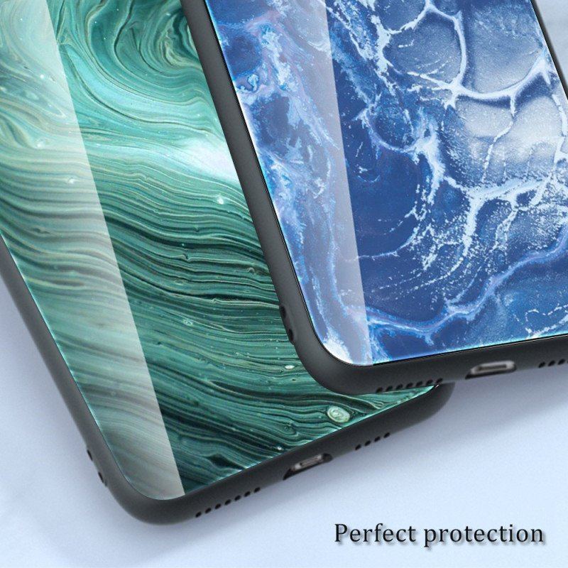 Mobilskal Oppo Reno 8 Marmorfärger Härdat Glas