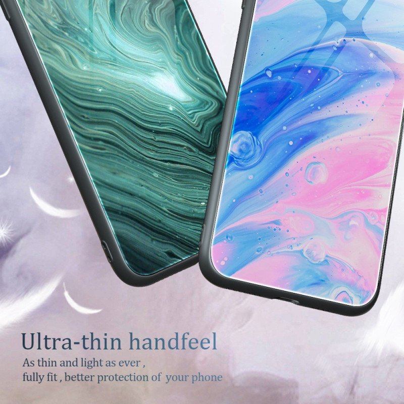 Mobilskal Oppo Reno 8 Marmorfärger Härdat Glas