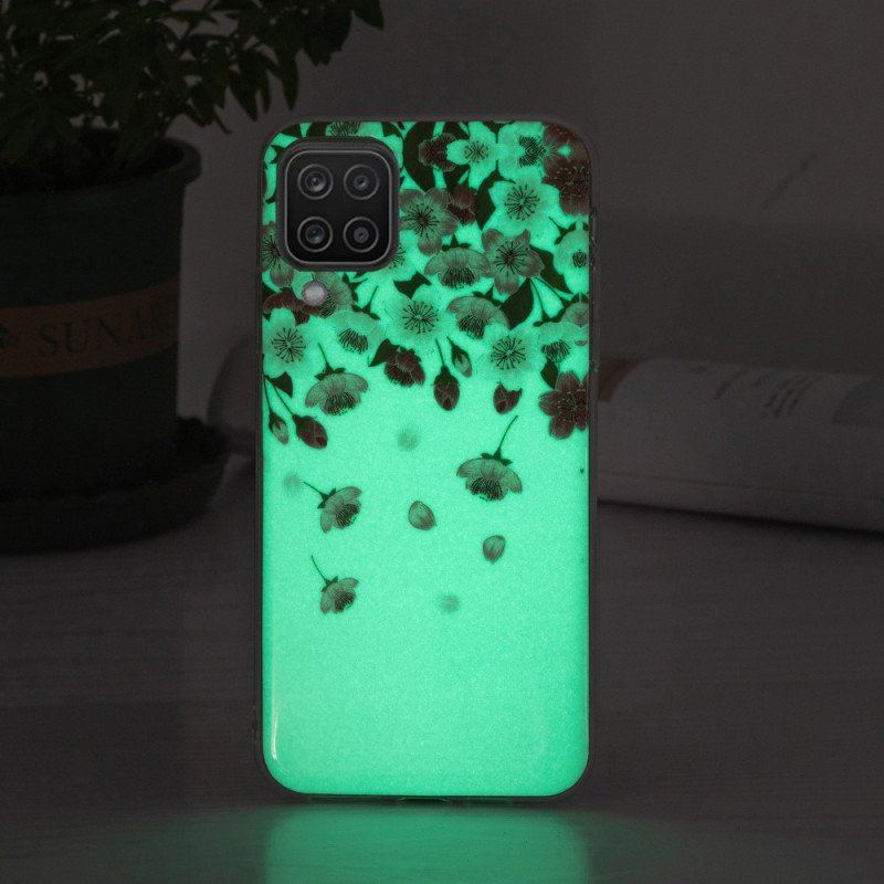 Mobilskal Samsung Galaxy M12 / A12 Fluorescerande Blommor