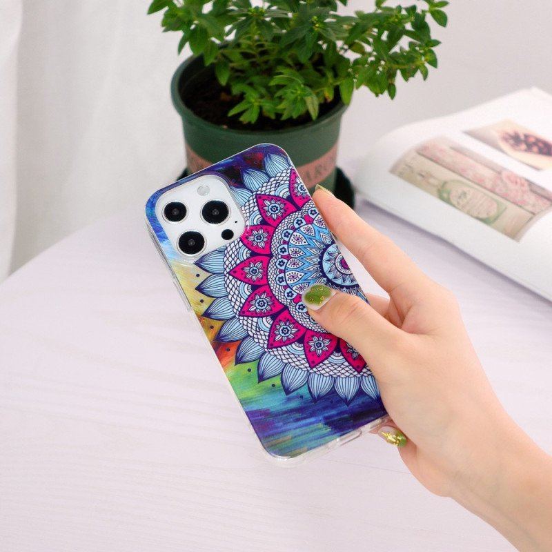 Skal iPhone 15 Pro Fluorescerande Mandala