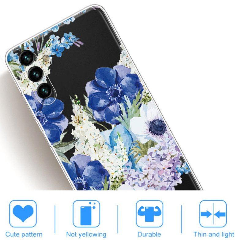 Skal Samsung Galaxy A13 5G / A04s Akvarell Blå Blommor