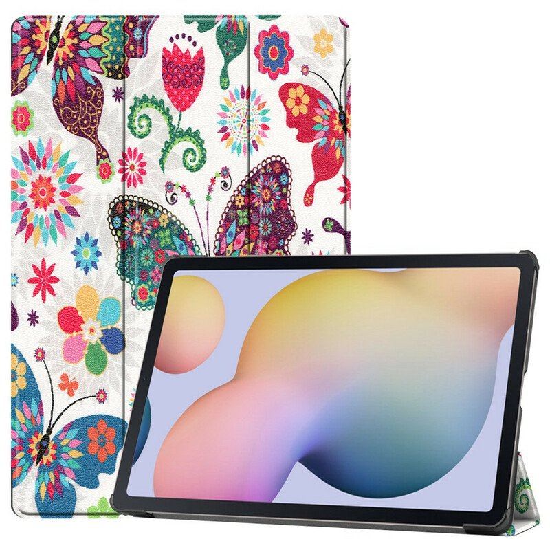 Skal Samsung Galaxy Tab S8 Plus / Tab S7 Plus Förbättrade Fjärilar Och Blommor